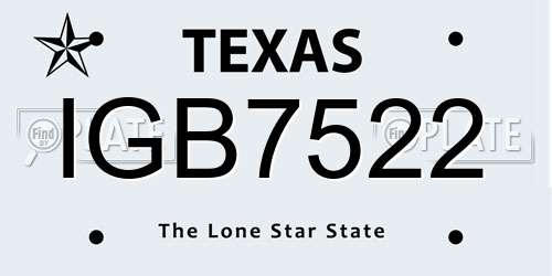 IGB7522 Texas License Plate