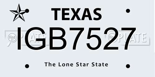 IGB7527 Texas License Plate