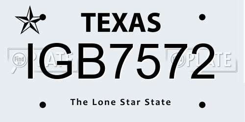 IGB7572 Texas License Plate