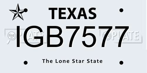 IGB7577 Texas License Plate