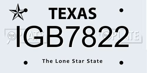 IGB7822 Texas License Plate