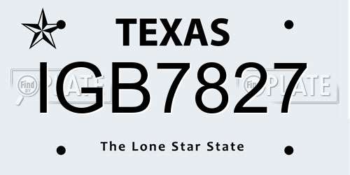 IGB7827 Texas License Plate