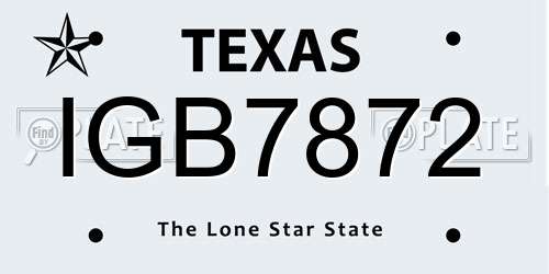 IGB7872 Texas License Plate