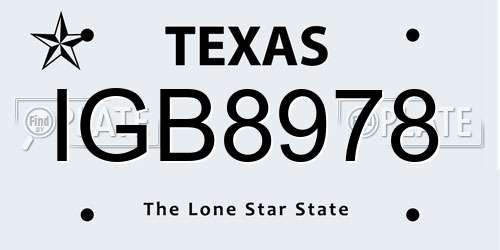 IGB8978 Texas License Plate