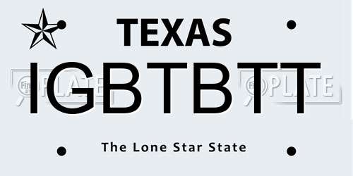 IGBTBTT Texas License Plate