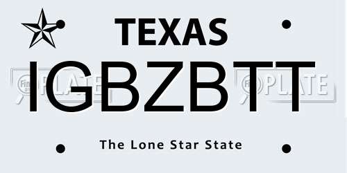 IGBZBTT Texas License Plate