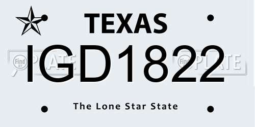 IGD1822 Texas License Plate