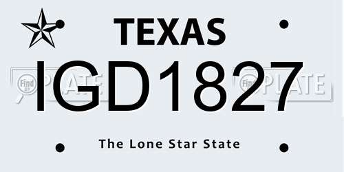 IGD1827 Texas License Plate