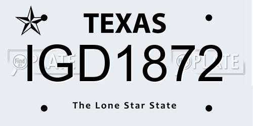 IGD1872 Texas License Plate
