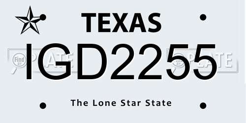 IGD2255 Texas License Plate