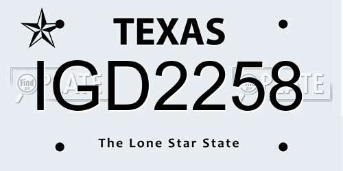 IGD2258 Texas License Plate