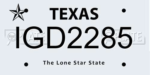 IGD2285 Texas License Plate