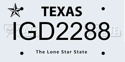IGD2288 Texas License Plate