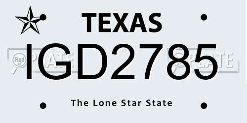 IGD2785 Texas License Plate