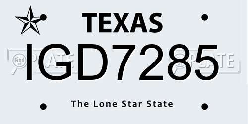 IGD7285 Texas License Plate
