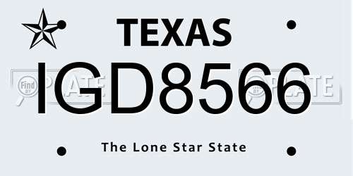 IGD8566 Texas License Plate