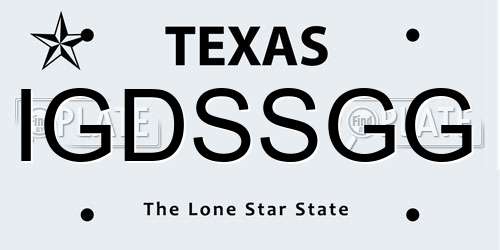 IGDSSGG Texas License Plate