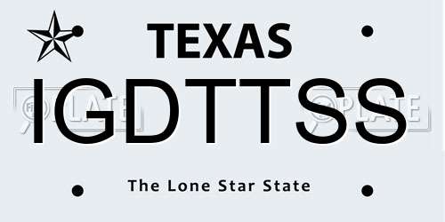 IGDTTSS Texas License Plate