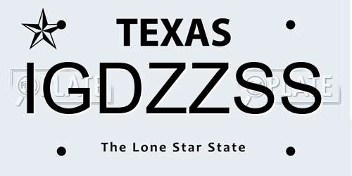 IGDZZSS Texas License Plate