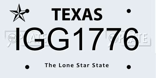 IGG1776 Texas License Plate