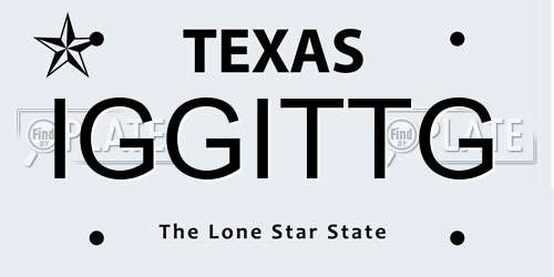 IGGITTG Texas License Plate