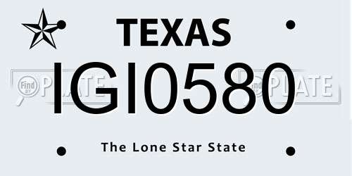 IGI0580 Texas License Plate