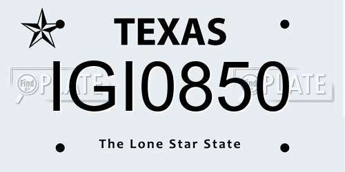IGI0850 Texas License Plate