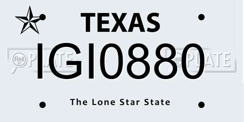 IGI0880 Texas License Plate