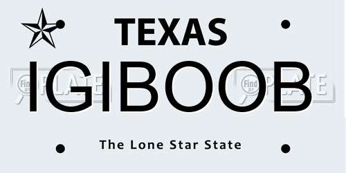 IGIBOOB Texas License Plate