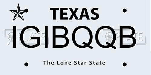 IGIBQQB Texas License Plate