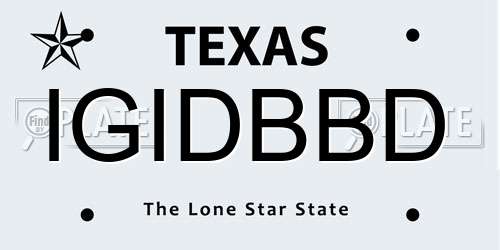 IGIDBBD Texas License Plate