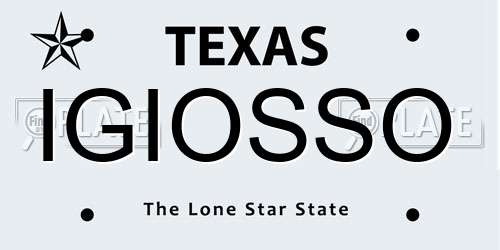 IGIOSSO Texas License Plate
