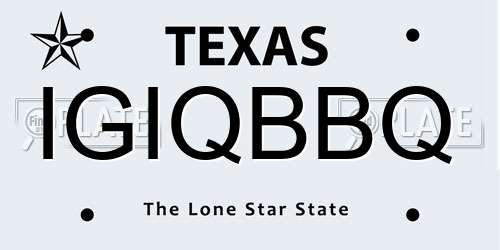 IGIQBBQ Texas License Plate