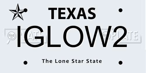 IGLOW2 Texas License Plate