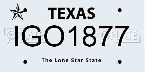 IGO1877 Texas License Plate