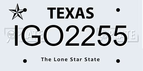 IGO2255 Texas License Plate