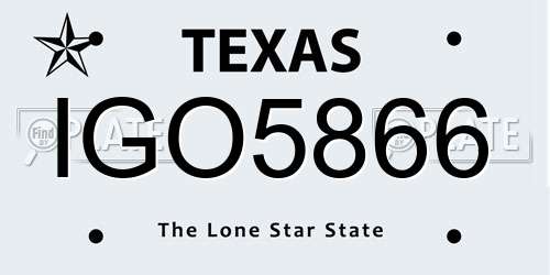 IGO5866 Texas License Plate