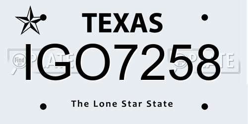 IGO7258 Texas License Plate