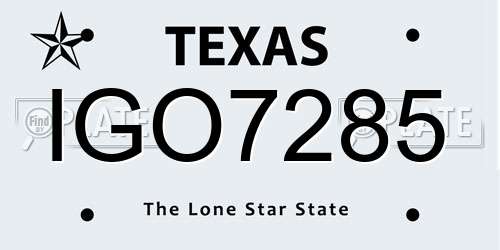 IGO7285 Texas License Plate