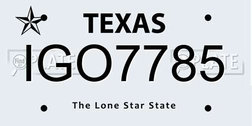 IGO7785 Texas License Plate