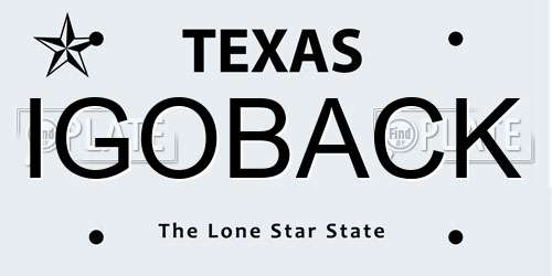 IGOBACK Texas License Plate