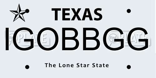 IGOBBGG Texas License Plate