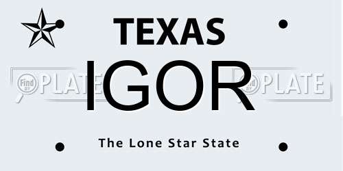 IGOR Texas License Plate