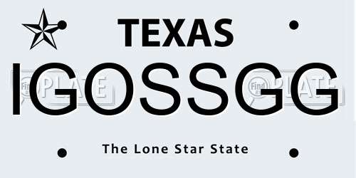 IGOSSGG Texas License Plate