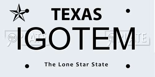 IGOTEM Texas License Plate