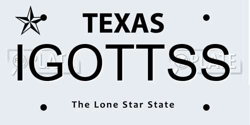 IGOTTSS Texas License Plate