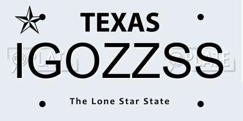 IGOZZSS Texas License Plate