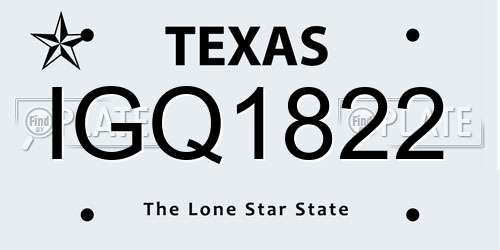 IGQ1822 Texas License Plate