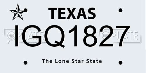IGQ1827 Texas License Plate