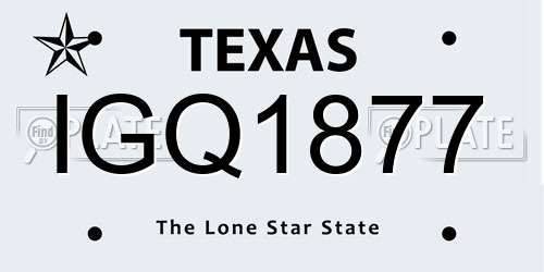 IGQ1877 Texas License Plate
